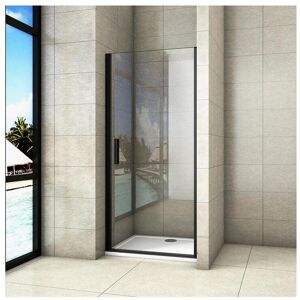 Porte de douche pivotante 90cm Hauteur 200cm porte de douche en 8mm verre trempé anticalcaire, profilé et poignée Noir Mat