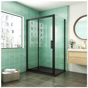 Cabine de douche coulissante 120x90x195cm porte de douche avec l'amortisseur 120cm cabine de douche Noire en 8mm verre anticalcaire