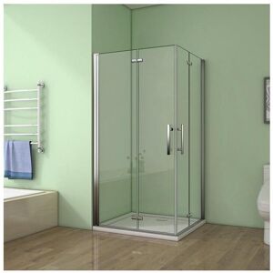 Cabine de douche pivotante et pliante 120x90x195cm en 6mm verre securit anticalcaire, poignee en inox