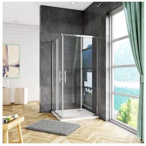 Cabine de douche 80x80x185cm acces d'angle, cabine de douche carree porte de douche coulissante sans bac a douche