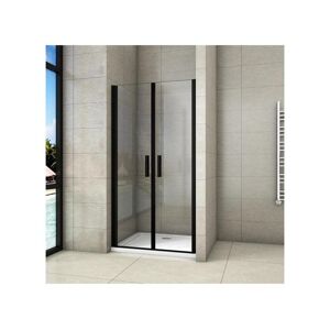 Porte de douche battante 90x200cm profile noir mat Porte de douche Hauteur 200cm en 8mm verre securit anticalcaire