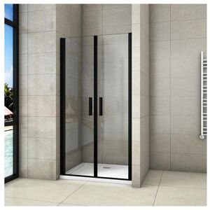 Porte de douche battante 90x200cm profilé noir mat Porte de douche Hauteur 200cm en 8mm verre securit anticalcaire