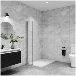 Paroi de douche italienne pivotante 45x200cm, paroi de douche retour pivotant mural en verre 8mm anticalcaire, profile chrome