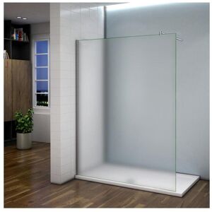 Paroi de douche à l'italienne 140x200cm - 8mm verre trempé sablé - Avec barre de fixation 70-120cm en cylindrique