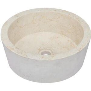 Helloshop26 Lavabo de salle d'eau vasque à poser de toilette lave-mains de salle de bain lavabo de salle d'eau maison intérieur diamètre 40x15 cm marbre crème 02_0002821