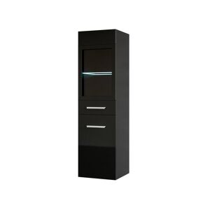 Vente-unique Colonne de salle de bain noire avec Leds - L30 x l30 x H109 cm - LAURINO