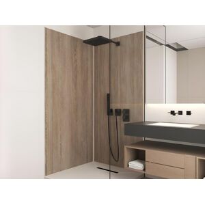 Shower & Design Lot de 2 panneaux muraux de douche effet bois en aluminium avec profiles - 2 x L90 x H210 cm ENEKO