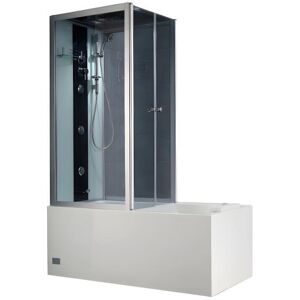 Shower Design Cabine de douche integrale avec Baignoire DARIA en acrylique renforce vitre gris fonce L150 x P75 x H215 cm 30 microjets et 6 gros jets