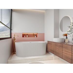 Shower Design Baignoire ilot striee en acrylique Blanc brillant 220L 150 x 75 x 58 cm ALIENA