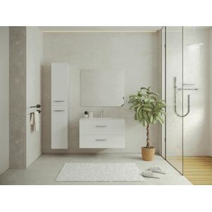 Vente unique Colonne de salle de bain suspendue 6 etageres Coloris blanc L30 x P25 x H160 cm KAYLA