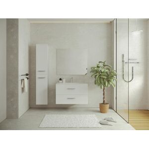 Vente-unique Colonne de salle de bain suspendue - 6 étagères - Coloris blanc - L30 x P25 x H160 cm - KAYLA