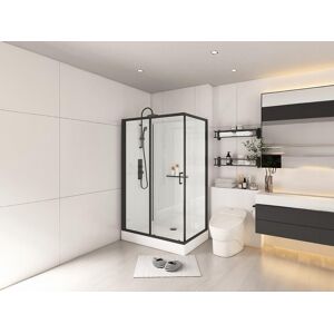 Vente-unique.com Cabine de douche rectangulaire - Installation reversible - Noir mat - L110 x l80 x H225 cm - ZODANI