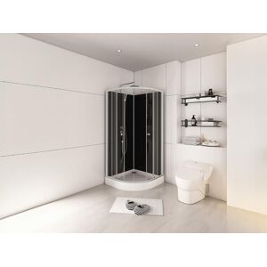 Shower Design Cabine de douche en quart de cercle Hauteur ajustable Chrome et noir L90 x l90 x H213232 cm POZALI