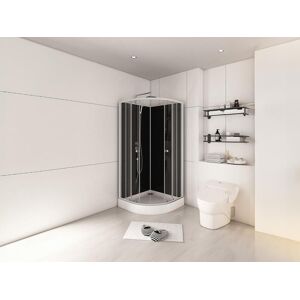 Shower & Design Cabine de douche en quart de cercle - Hauteur ajustable - Chrome et noir - L90 x l90 x H213/232 cm - POZALI - Publicité