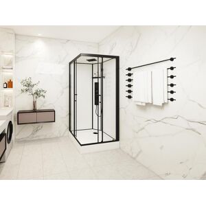 Shower & Design Cabine de douche hydromassante carrée - Noir mat et blanc - L90 x l90 x H215 cm - TANITO