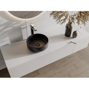 Shower & Design Vasque à poser ronde en céramique - Noir - 36 cm - KANELLE II