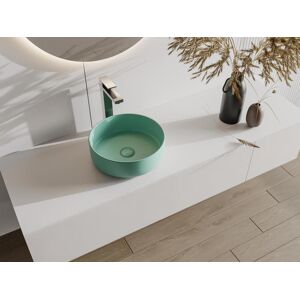 Shower & Design Vasque a poser ronde en ceramique - Vert mat - 36 cm - LENISO II