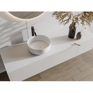 Shower & Design Vasque à poser ronde en céramique - Blanc brillant - 36 cm - LENISO II