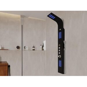 Vente-unique.com Colonne de douche hydromassante thermostatique a leds - 20165cm - Noir - FELICITA