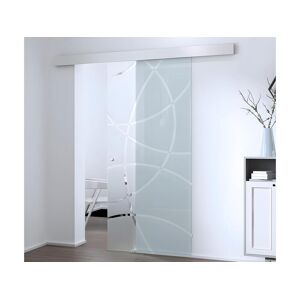 Vente unique Porte coulissante en applique H205 x L93 cm Verre trempe HEIDI