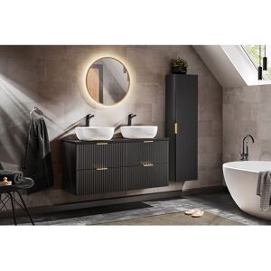 BOBOCHIC Ensemble de salle de bain 120 cm HILONA noir avec colonne et vasques à poser Or - Publicité