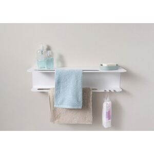 Étagère salle de bain 60 cm - porte serviette mural blanc - teebooks