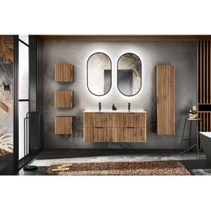 BOBOCHIC Meuble de salle de bain 120 cm AXEL bois clair avec vasques incrustées Bois clair - Publicité