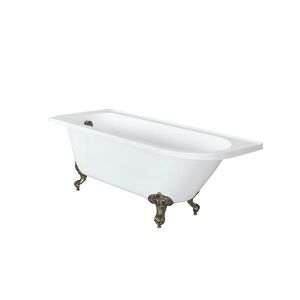 Baignoire semi-îlot rétro d’angle – Blanc – 168,5 cm x 75 cm – Pieds or brossé – Option d’angle droit ou gauche - Oxford