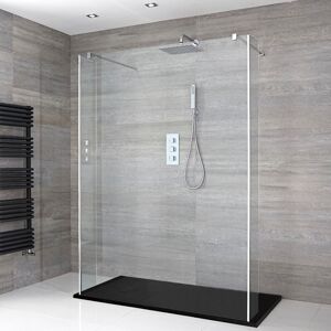 Douche italienne en îlot avec receveur de douche à effet texturé et parois retour – Multiples tailles disponibles – Portland