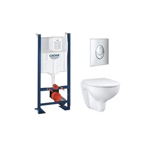 Grohe Pack WC sans bride Bau Ceramic avec abattant + Bâti support WC Rapid SL + plaque de commande chromée Start - Publicité