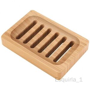 6 Porte-savon en bambou Récipient de rangement rectangulaire Barre à auto-drainante en bois Porte-éponge de couleur naturelle propre pour évier de - Publicité