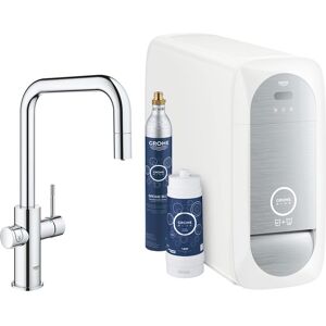 GROHE mitigeur monocommande à "U" avec système BLUE HOME pour 3 types d'eau 31543000B (chromé avec mousseur extractible - acier chromé) - Publicité