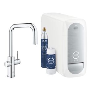 GROHE mitigeur monocommande à "U" avec système BLUE HOME pour 3 types d'eau 31543000B (chromé avec mousseur extractible - acier chromé) - Publicité