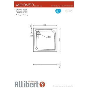 Allibert Receveur de douche carr? effet pierre Mooneo - L. 80 x l. 80 cm - Gris anthracite - Publicité