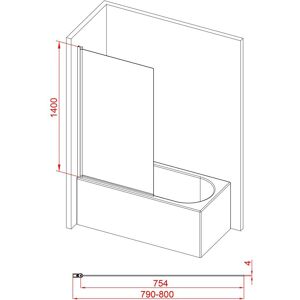 Aurlane Pare-baignoire Rabattable 80x140cm - Profilé Or Doré Brossé - Verre Trempé 4mm - ELEMENTARY - Publicité