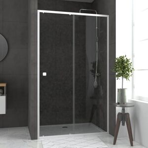 Aurlane Pack porte de douche coulissante blanc 120x185cm + receveur 90x120 - WHITY SLIDE - Publicité