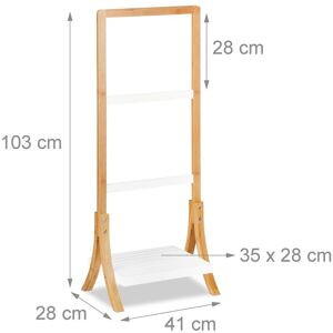 Porte pied rangement support pour serviettes de bain 3 barres 103 cm bambou Helloshop26 13_0002255 - Publicité