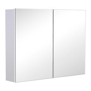 HOMCOM Miroir de Salle de Bain Armoire Murale Double Portes et étagères dim. 80L x 15l x 60H cm MDF Blanc