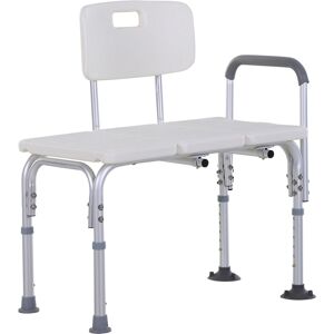 HOMCOM Chaise de douche dossier ergonomique hauteur réglable pieds antidérapants grande assise 74 x 53 x 80-92 cm blanc