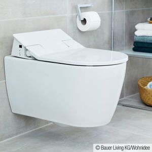 Duravit ME by Starck Cuvette murale à fond creux avec abattant WC SensoWash® Slim en set, 25295900+6110000023, - Publicité