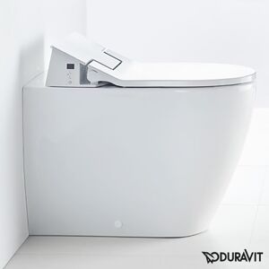 Duravit ME by Starck Cuvette sur pied à fond creux avec abattant WC SensoWash® Slim en set, 21695900+6110000023, - Publicité