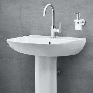 GROHE lavabo de salle de bains suspendu Bau ceramic, largeur 64 cm, profondeur 46 cm, avec trop-plein, porcelaine vitrifiée, , blanc alpin, 39420000 (Import Allemagne) - Publicité