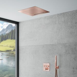 Mariner Colonne de douche avec mitigeur thermostatique Eden edge (corps d’encastrement, douche de tête effet pluie 2 jets à encastrer au plafond et - Publicité