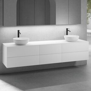 neoro n50 Ensemble de meubles l : 220 cm, 6 tiroirs, 2 lavabos Ø 40 cm blanc mat,, 2#BN0064WM+2#BN0062WM+2#BN0422WM+BN0421WM+BN0415WH, - Publicité