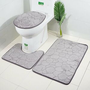 Banggood Ensemble de 3 tapis de bain avec effet de relief en mousse à mémoire de forme, tapis de toilette et tapis de sol de sall - Publicité