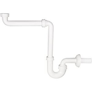 Cr C1LU2 Salle de Bain Siphon Libre pour lavabo – Gain de Place – 1 Voie 1" 1/4 – Sortie ø40, Blanc - Publicité