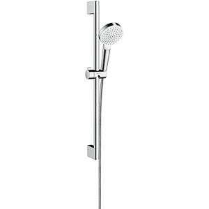 Hansgrohe Crometta Ensemble de douche 1 jet EcoSmart 9 l/min avec barre Unica'Croma 65 cm, blanc/chromé, 26535400 - Publicité