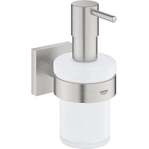 Grohe Start Cube Distributeur de Savon avec Support pour Salle de Bain, Fixations Cachées, A coller avec  QuickGlue ou à visser, Supersteel, 41098DC0 - Publicité