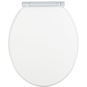 WENKO Siège WC Morra, siège toilette à charnière continue et abaissement automatique en MDF laqué plusieurs fois certifié FSC®, abattant WC à fixation hygiénique Fix-Clip, 35 x 42 cm, blanc brillant - Publicité