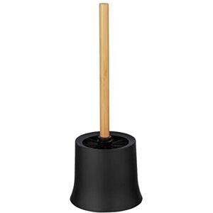 WENKO Ensemble WC sur pied Bambusa, porte-brosse moderne en matière plastique noire de qualité, y inclus brosse WC avec manche en bambou, tête de brosse remplaçable de Ø 8,5cm, Ø 14x38cm, noir/nature - Publicité